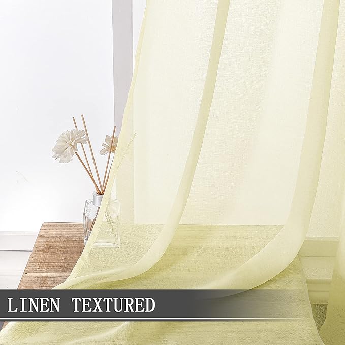 Tollpiz Short Sheer Curtains Linen Textured Living Room Curtain Sheers Light - Image 2