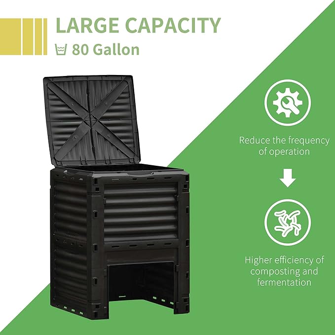 Outsunny Garden Compost Bin 80 Gallon Outdoor Large Capacity Composter Fast - Image 4