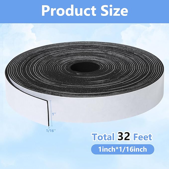 Weather Stripping Door Seal Strip- 1 Inch X 1/16 Inch X 32Feet, Strong Adhesive - Image 2