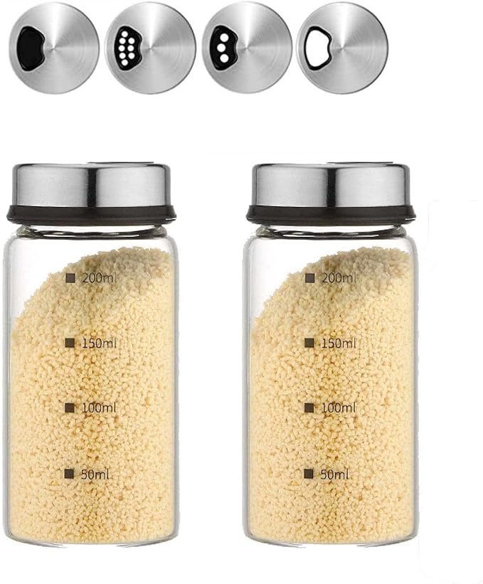 2 Piece 4-Neck Glass Seasoning Shakers by Flealut