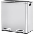 Arlopu 16 GallonStainless Steel Trash Can, 60L Dual Compartment, Metal Kitchen by Arlopu