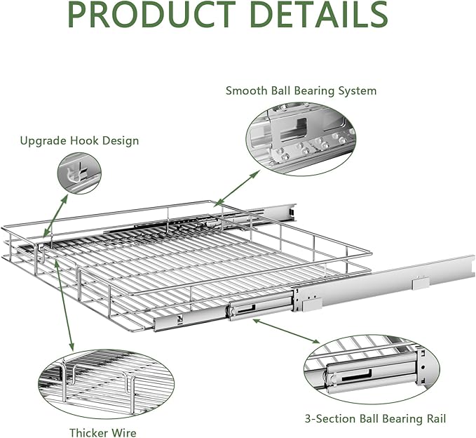 Pull Out Cabinet Organizer 25½" W x 21½" D, Heavy Duty Cabinet Pull Out Shelves - Image 7