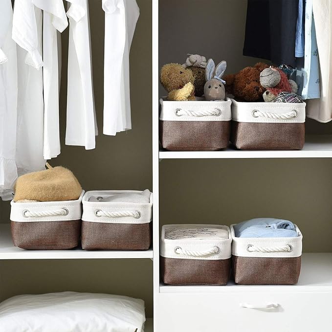 Small Storage Baskets for Shelves, Fabric Storage Baskets for Closet, - Image 7