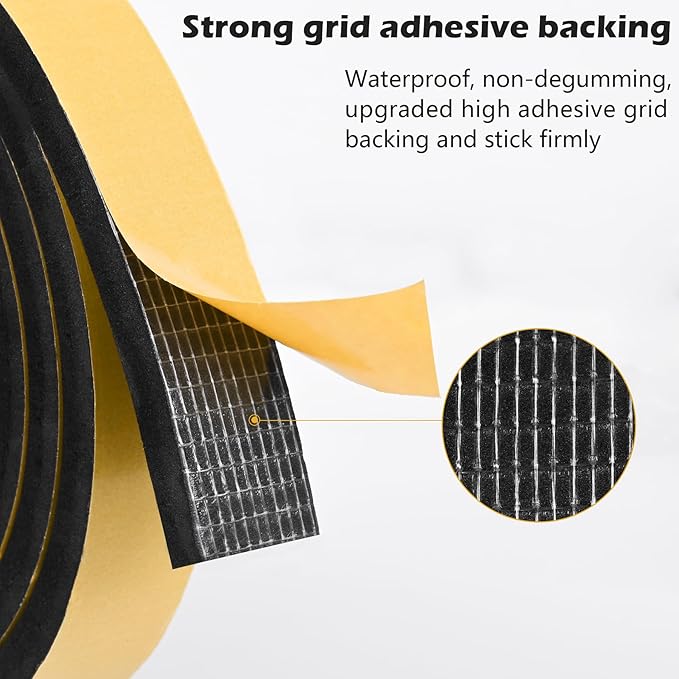 ToLanbbt Black Door Window Weather Stripping Self Adhesive Foam Tape High - Image 4