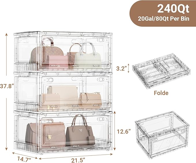BROVIEW Clear Stackable Storage Bins Drawers, Open Front Large Plastic Storage - Image 2
