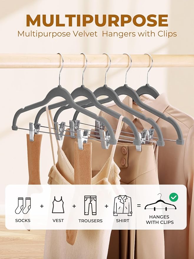 HOUSE DAY Velvet Skirt Hangers 36 Pack, Space Saving Slim Velvet Pant Hangers - Image 2