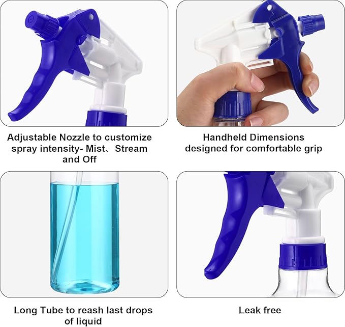 Eccliy 12 Pcs 16 Oz Plastic Spray Bottle, Adjustable Empty Reusable Sprayer - Image 2