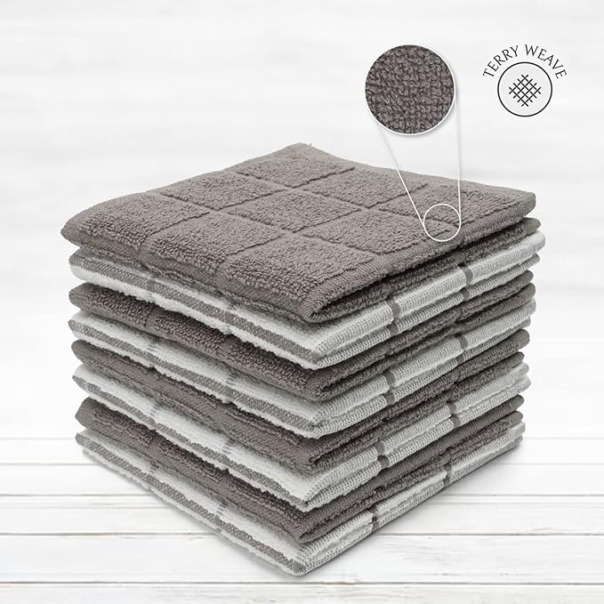 100% Cotton Terry Dish Cloth & Dish Towel, 6 Pack, Super Soft and Absorbent - Image 3