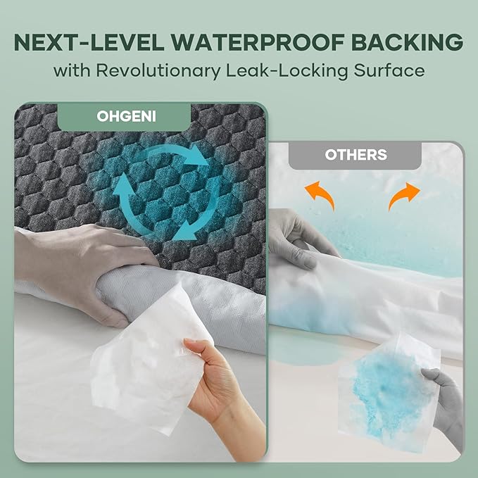 OhGeni Waterproof Mattress Protector, Mini Crib-Gray, Fitted Sheet - Image 3