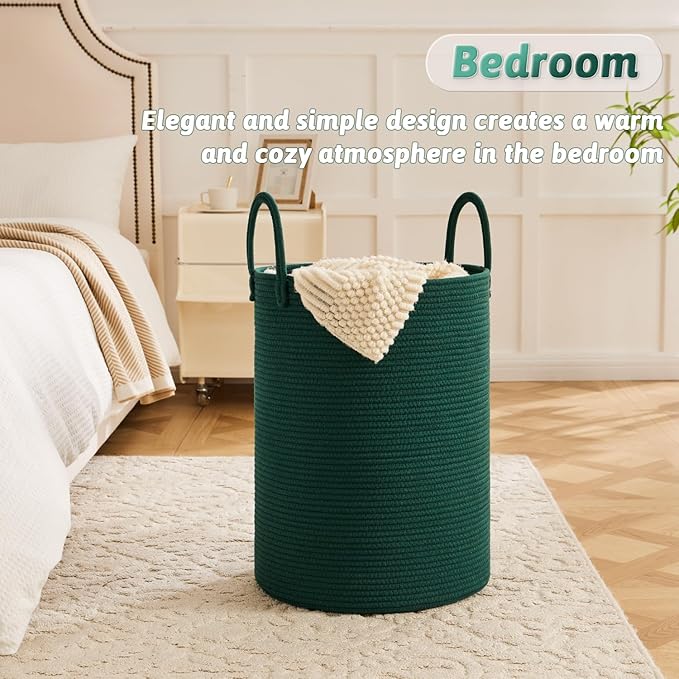 Laundry Basket, Woven Cotton Rope Laundry Hamper, 100L - Image 3