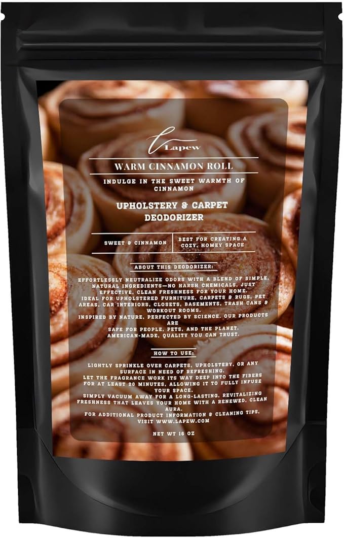 Warm Cinnamon Roll Carpet Freshener Powder 16 oz | Powerful Odor Eliminator by Lapew