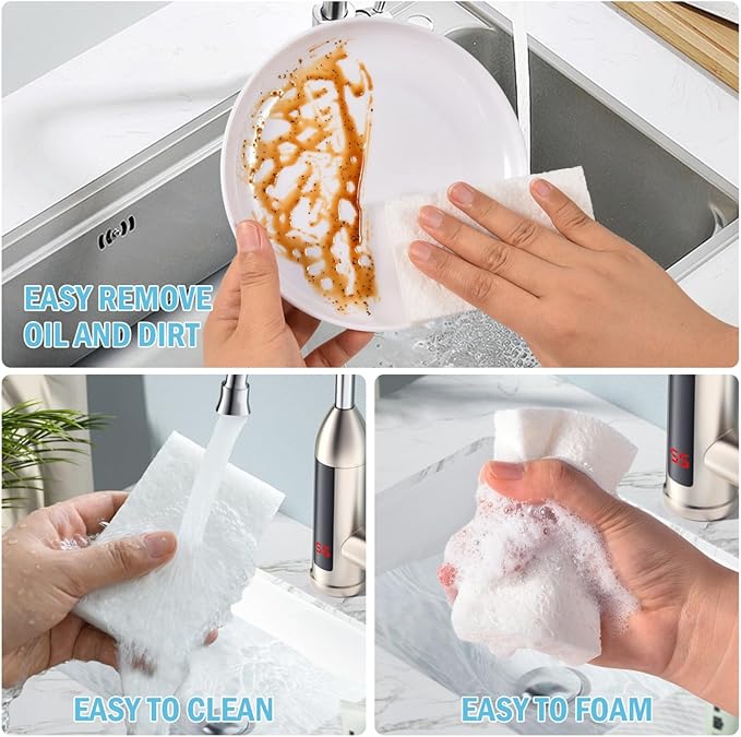 YoleShy 24 Pack White Sponges Kitchen Natural Compressed Cellulose Sponges - Image 3