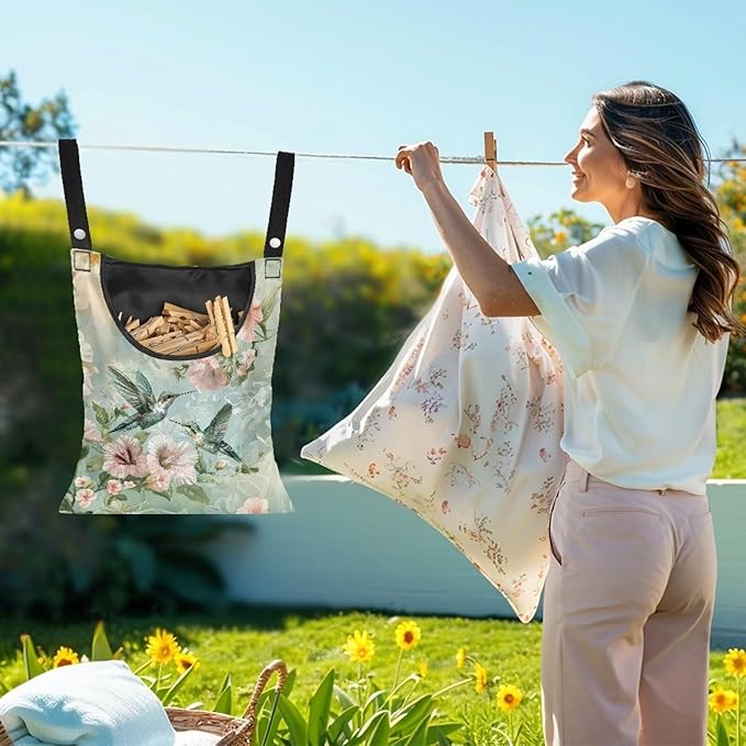 Hummingbird Clothespin Bag for Outdoor Laundry Clothesline and Clothes Pin - Image 2