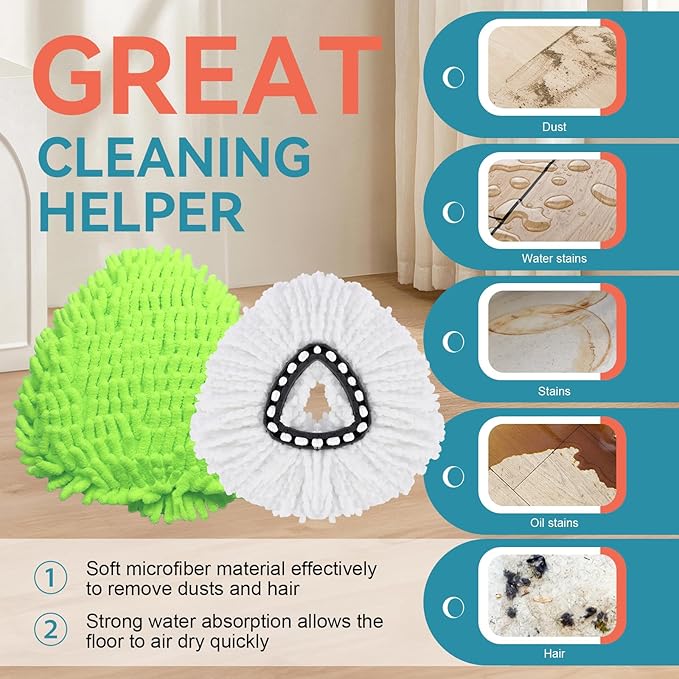 3 Pack Mop Replacment Heads for O-Ceda Mop Replace Head Spin Mop Heads - Image 4