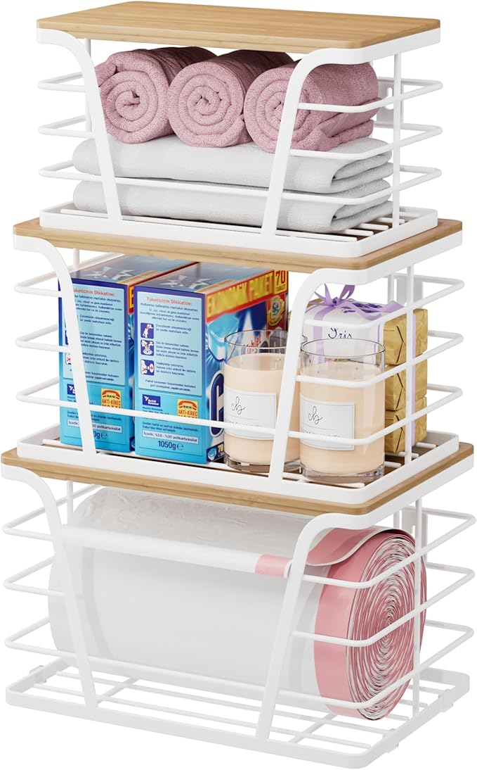 3 Pack Stackable Laundry Room Organization, Trash Bag Dispenser Under Sink by TrashBagHolder