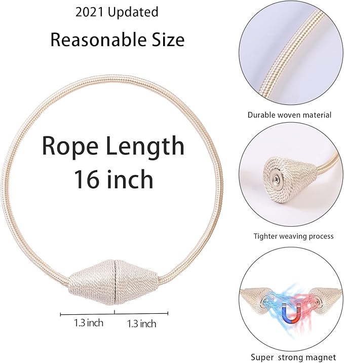 2 PCS Magnetic Curtain Tiebacks, European Style Convenient Drape Tie Backs - Image 3