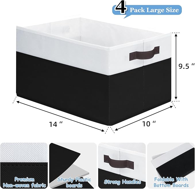 Criusia Large Storage Bins for Shelves 4 Pack, Closet Storage Baskets for - Image 2