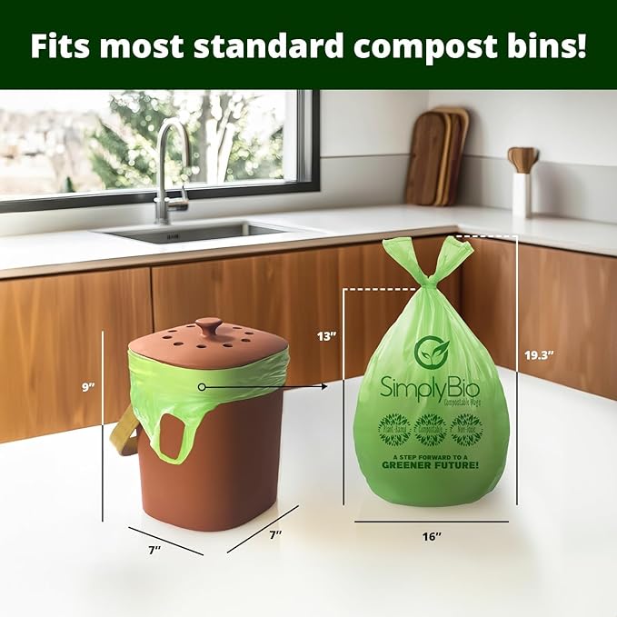 1.6 Gallon Compostable Trash Bags Handle, Heavy Duty Thick 0.6 Mil, 6.06 Liter - Image 2