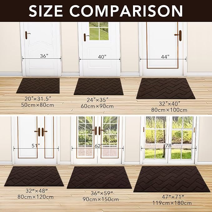 hicorfe Indoor Doormat, Front Back Door Mat Rubber Backing Non Slip Door Mats - Image 5