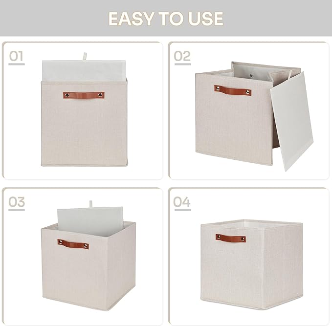 HNZIGE Fabric Storage Cubes Set of 4, 12 x 12 Storage Baskets, Cloth Storage - Image 3