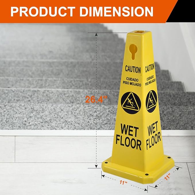 4-Pack 26.5" Caution Cones, 4-Sided Visible Safety Signs - Image 2