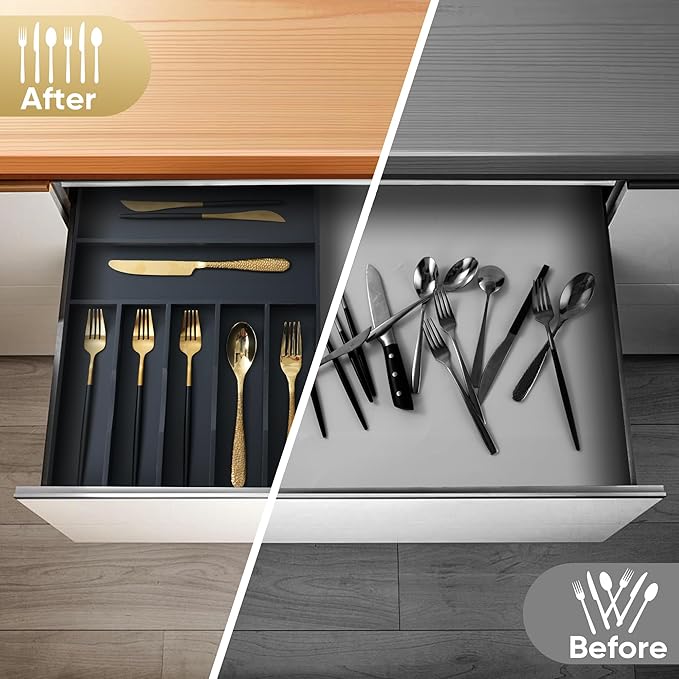 Silverware Organizer, 12.5 Inch Utensil Organizer Kitchen Drawer Organizer - Image 4