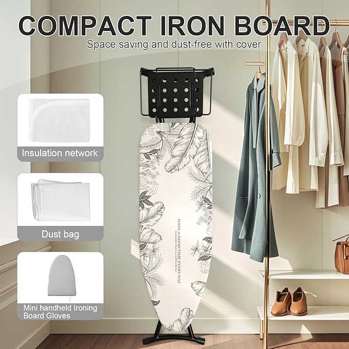 Ironing Board, Foldable Ironing Board Adjustable Height Compact Iron Board - Image 6