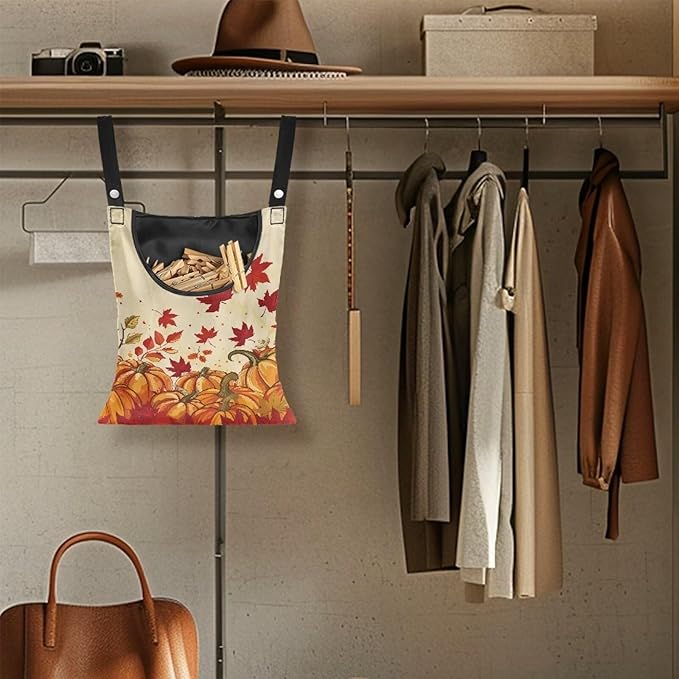 Maple Leaf Clothespin Bag Thanksgiving Pumpkin Hanging Storage Organizer - Image 5