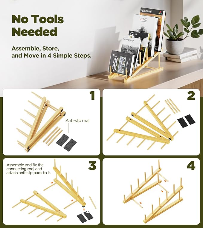 2-Pack Bamboo Dish Drying Rack, 5 Slots Kitchen Organizer Craft Show Display - Image 7
