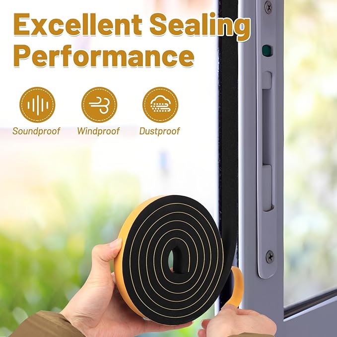 Weather Stripping Self Adhesive 1 in x 1/4 in, Weatherproof Foam Insulation - Image 2