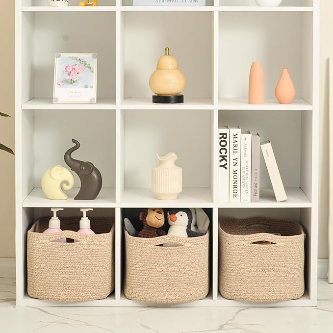 Large Storage Baskets for Organizing Shelves, Woven Cotton Rope Bins for Baby - Image 5