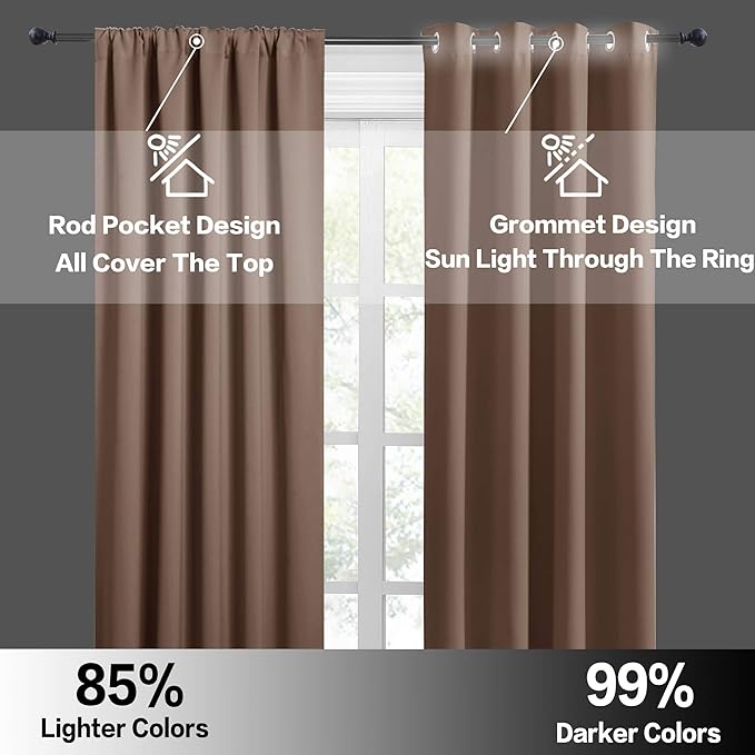 RYB HOME Long Curtains Light Blocking Drapes Window Treatment Panels Room - Image 5