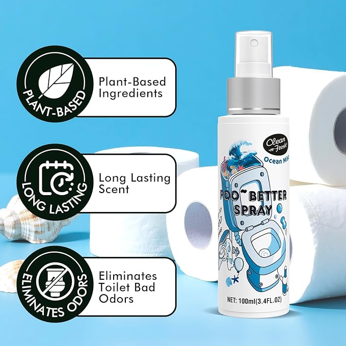 Clean-n-Fresh Toilet Spray, Ocean Mist, Air Freshener Bathroom Spray, Toilet - Image 2