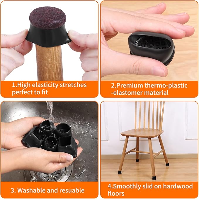 Ezprotekt 24 Pcs Round Silicone Chair Leg Floor Protectors - Image 5