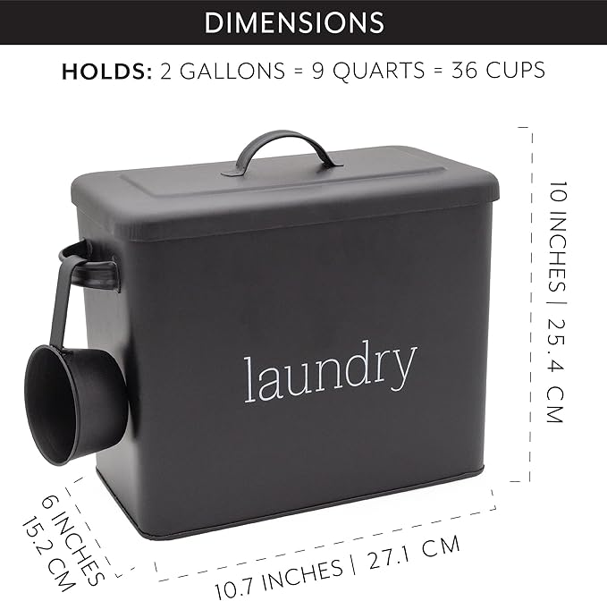 AuldHome Design Enamelware Laundry Powder Container, Enamelware Detergent Bin - Image 6