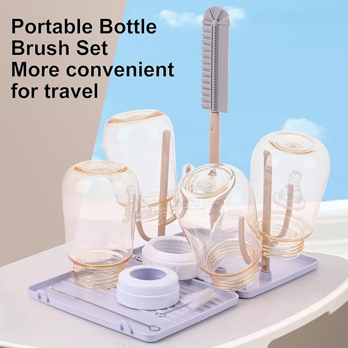 Baby Bottle Drying Rack -Travel Baby Bottle Drying Rack Set, Cleaner Kit - Image 5