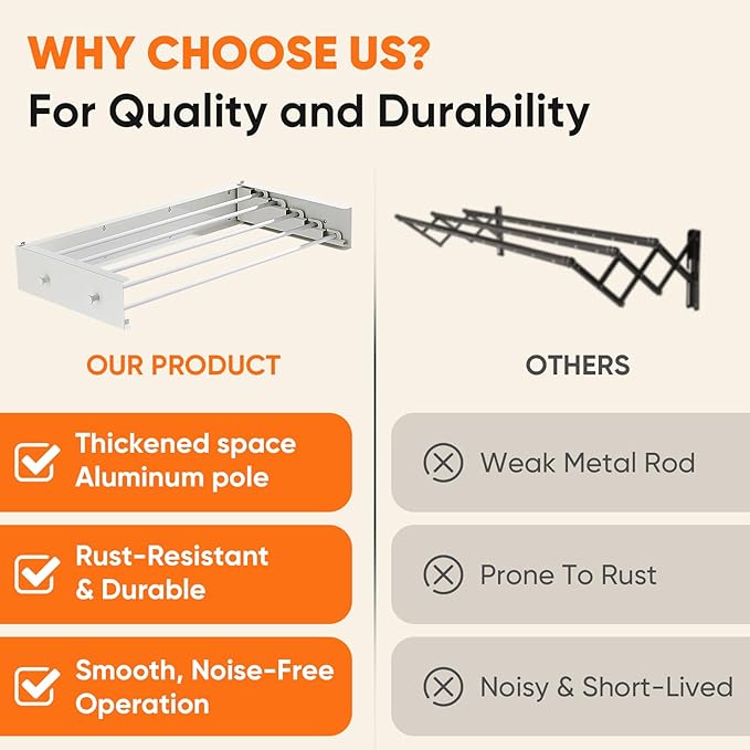 Clothes Drying Rack 31.5 inches Foldable Wall Mount Laundry Rack Folding Indoor - Image 3