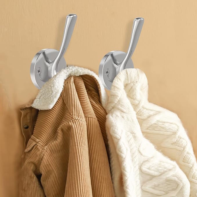 Brushed Nickel Wall Hooks Towel Hooks, 2 Pack Coat Robe Hook Heavy Duty - Image 4