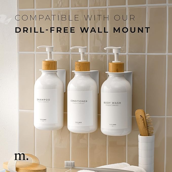 MaisoNovo Refillable Shampoo and Conditioner Bottles | 16.9 fl oz Set of 3 - Image 6