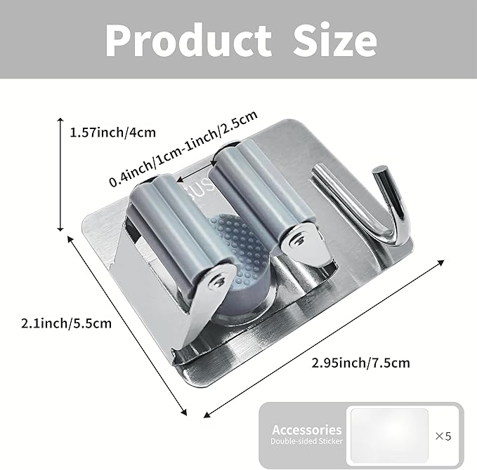 5 Pack Mop and Broom Holder Wall Mount, Mop Broom Organizer - Image 2
