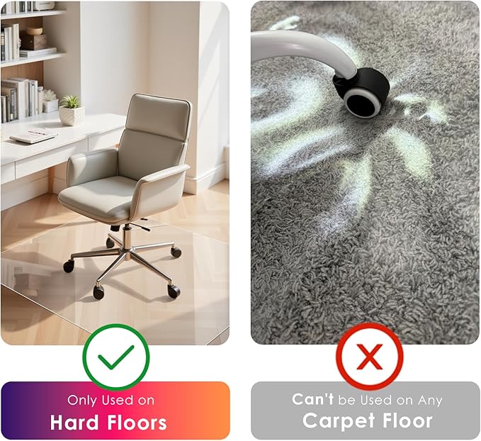 Kuyal Clear Chair mat for Hardwood Floor 51 x 63 inches Transparent Floor Mats - Image 2