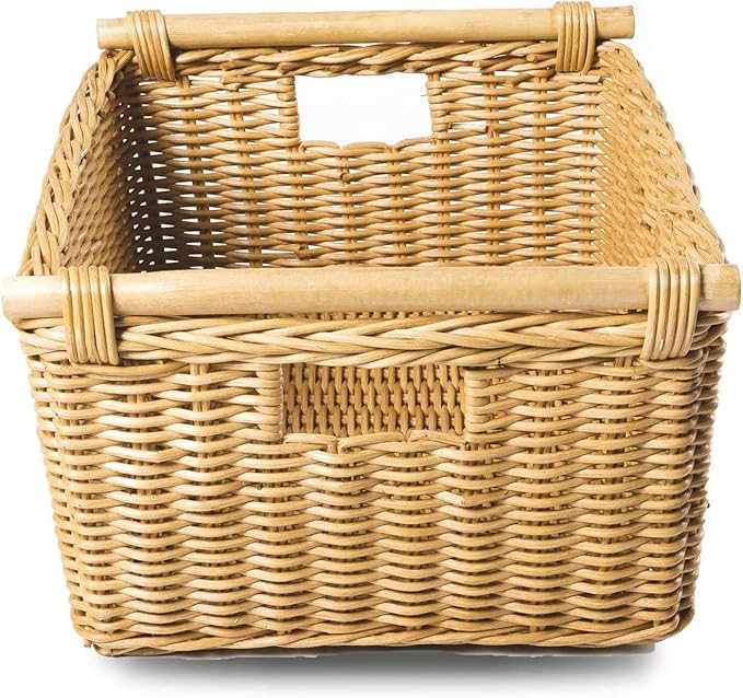 The Basket Lady Pole Handle Wicker Storage Basket, Extra Large, 20 in L x 16 in - Image 2