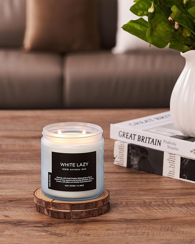 M&SENSE Jasmine & Clean Cotton Spring Scented Candle, 11.6oz Aromatherapy Gifts - Image 5
