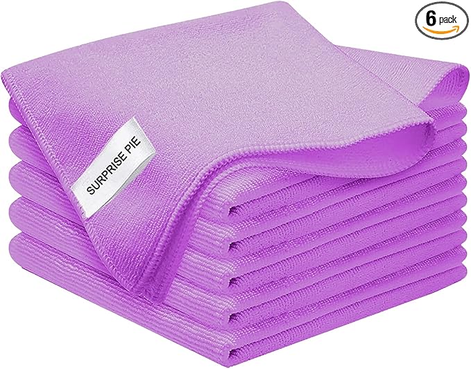 Microfiber Cloth 6Pack Cleaning Rags Absorbant Lint Free Cloth by SURPRISEPIE