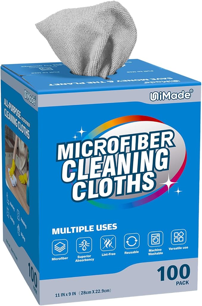 Microfiber Cleaning Cloth, 100 Sheets Microfiber Towels by Unimade