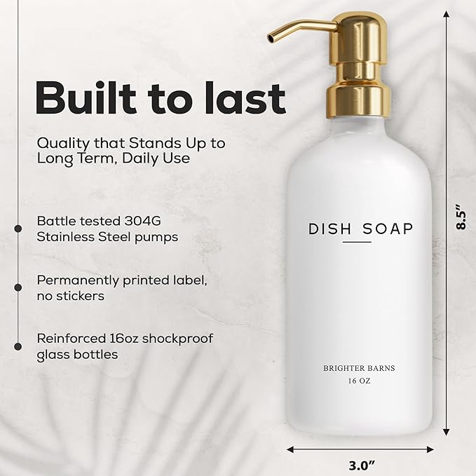 Luxury Glass Hand and Dish Soap Dispenser Set by Brighter Barns - Image 3