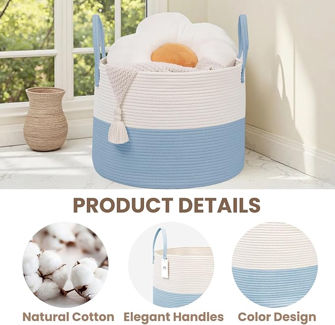 Woven Blanket Basket, 115L Large Rope Storage Bin - Image 3