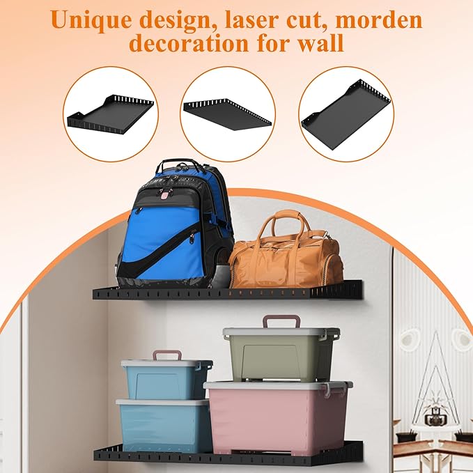 PEKGRIL 2 Pack Garage Wall Shelf, 1X2 Ft Heavy Duty Garage Shelving, Wall - Image 8