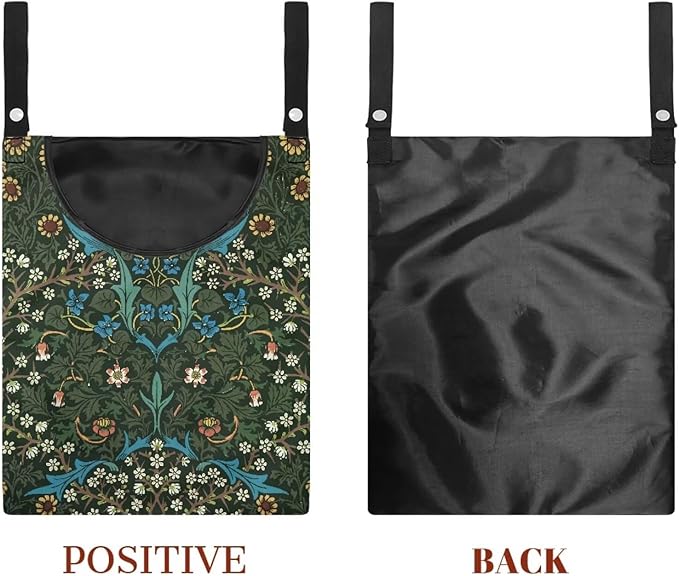 Vintage Scabious Leaf Print Reinforced Clothespin Holder Bag 14.5x12in - Image 7