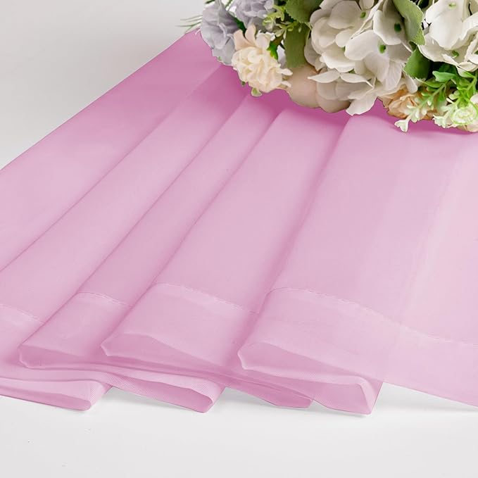 Chyhomenyc Sheer Pink Curtains 90 inches Long 2 Panels, Light Filtering Soft - Image 6